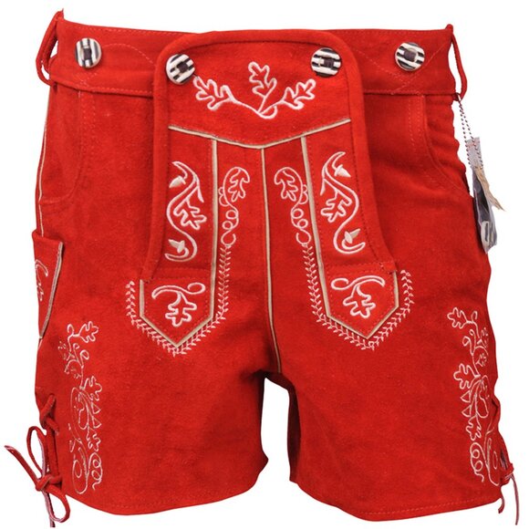 Red Women’s Lederhosen Oktoberfest Outfit | Bavarian Style Costume in All Sizes - Picture 1 of 10